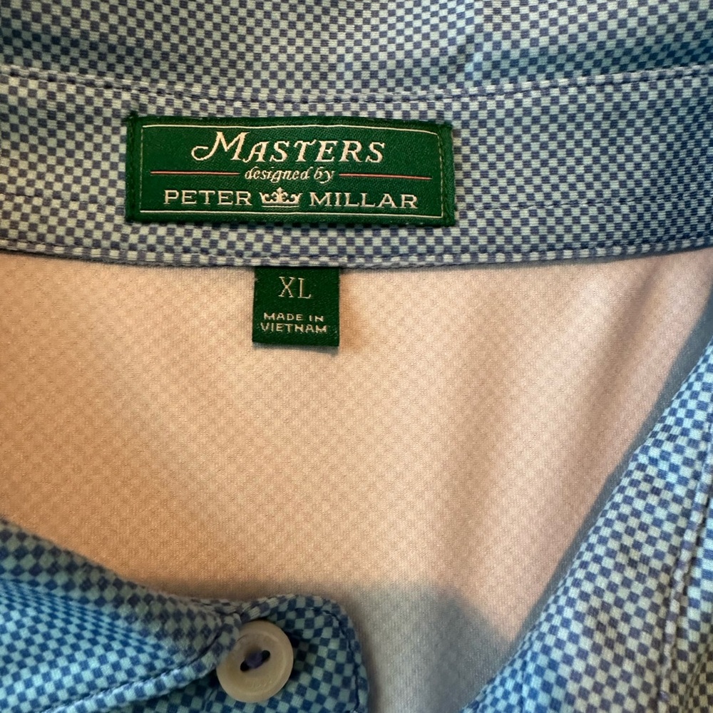 Peter Millar Masters Light Blue Checkered Golf Polo - Picture 4 of 5
